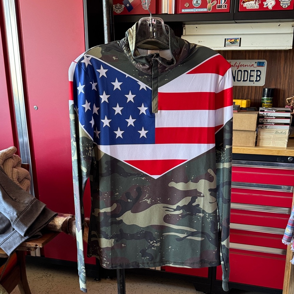 American Flag Camouflage Women's Button Down Shirt